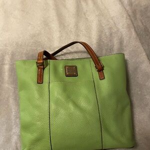 Dooney & Bourke Lime Green Tote with Brown Accents